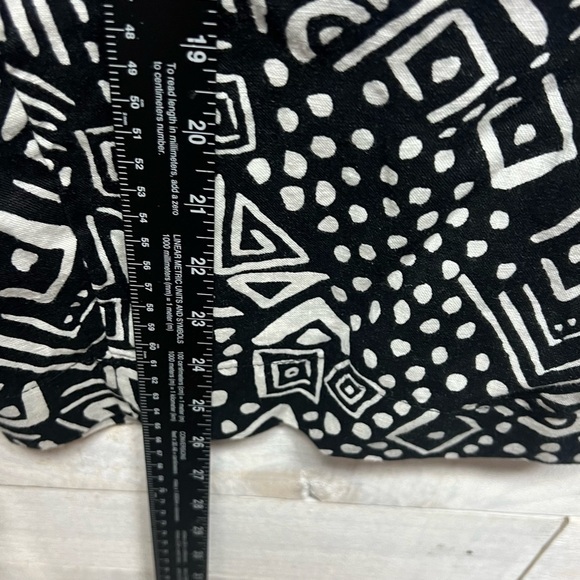 Tahari Linen Pants Womens Medium Black‎ White Wide Leg Elastic Waist Pockets - Picture 9 of 9